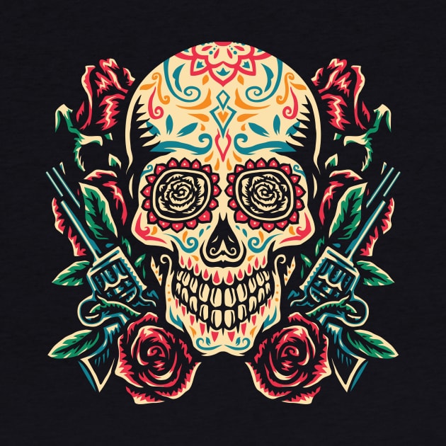 Calavera y Rosas - dia de los muertos by verde